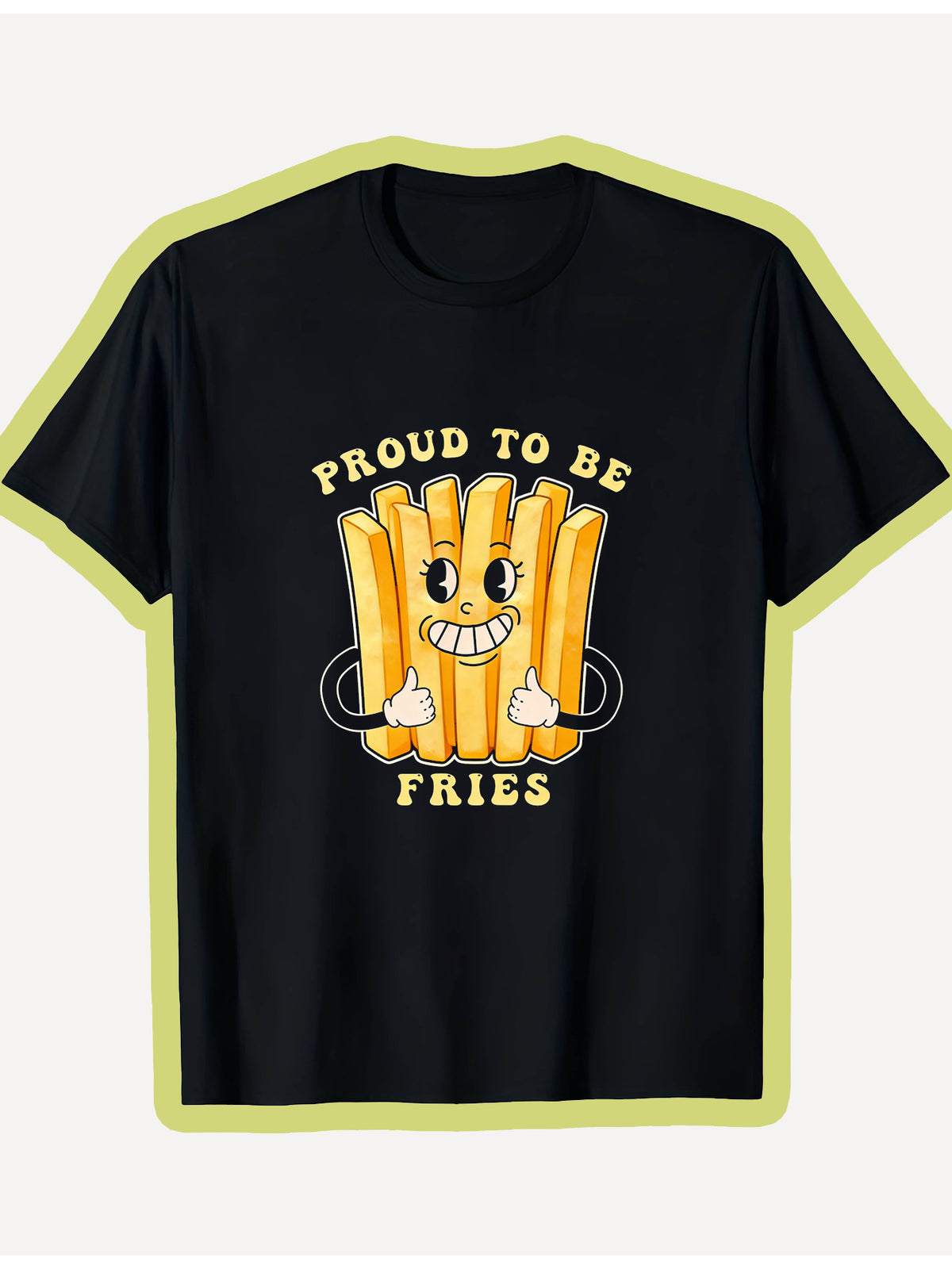 Fun French Fries TShirt, Featuring a Round Neck And Playful Design. Suitable for Both Men And Women