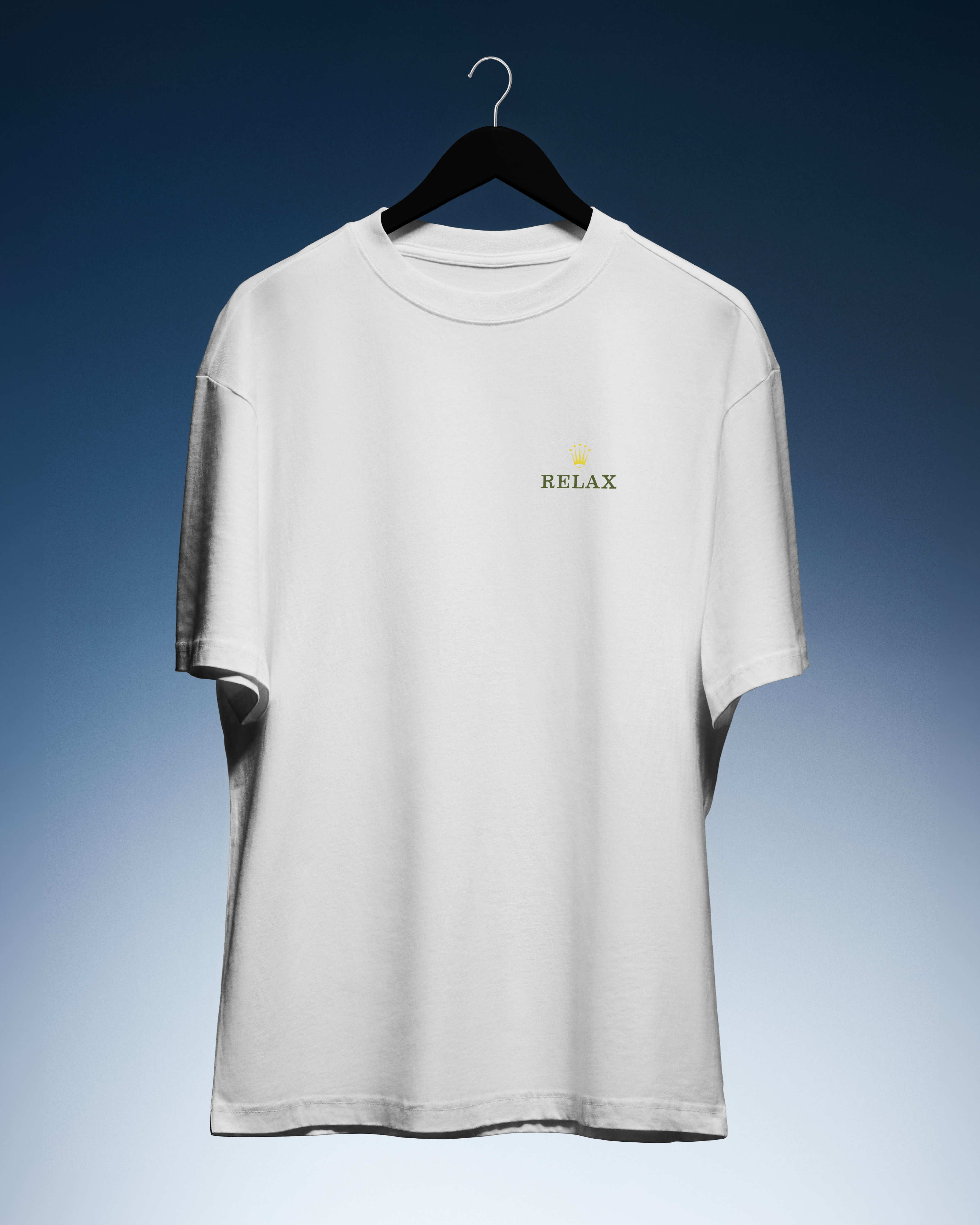 DIYANYONE Original "RELAX" Crown Cotton T-Shirt - Luxury Brand Parody Tee, Stress Relief Wellness Style