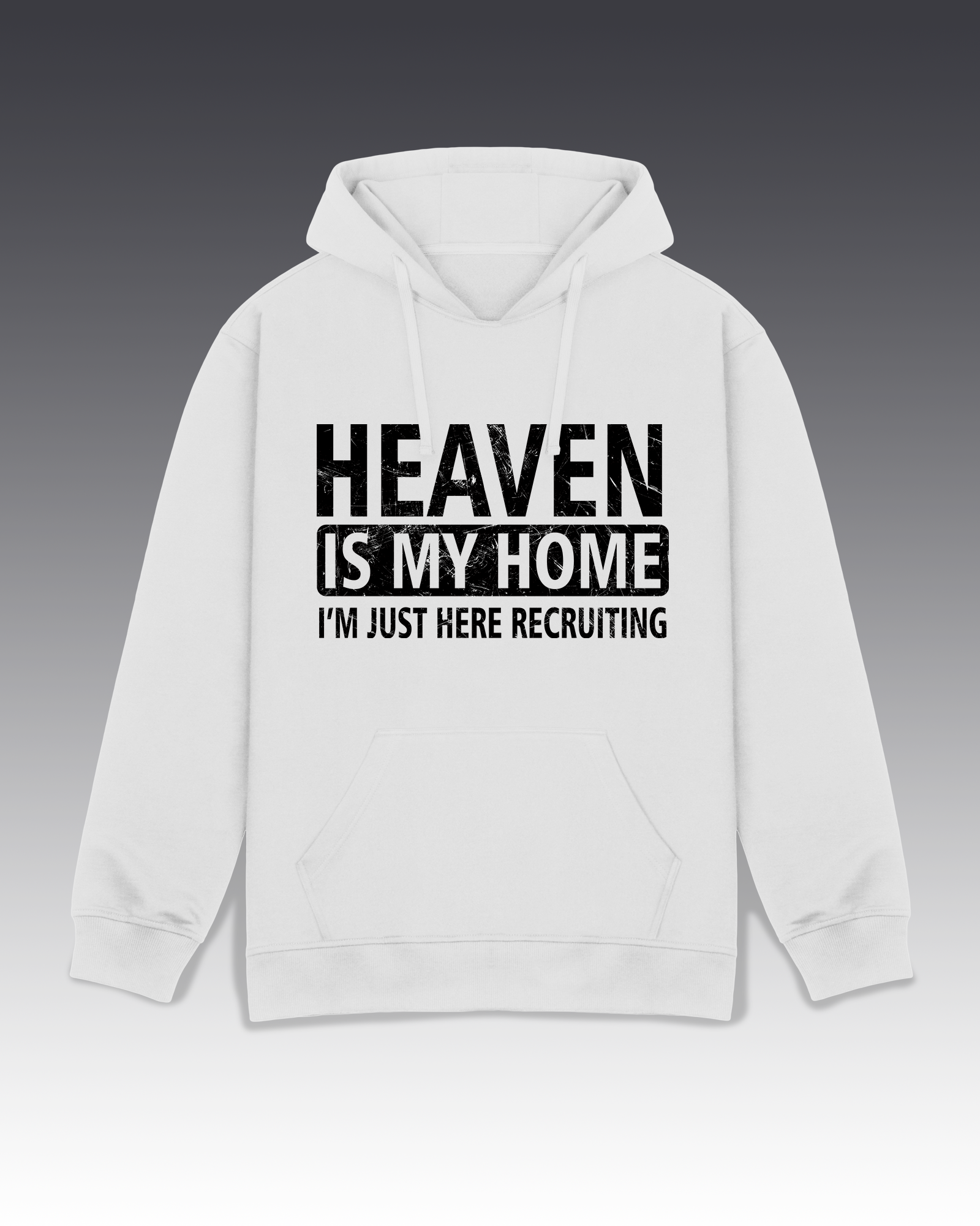 DIYANYONE Original "HEAVEN IS MY HOME" Hoodie - Heavyweight Cotton Blend Pullover, Faith Humor Recruiting Hoodies