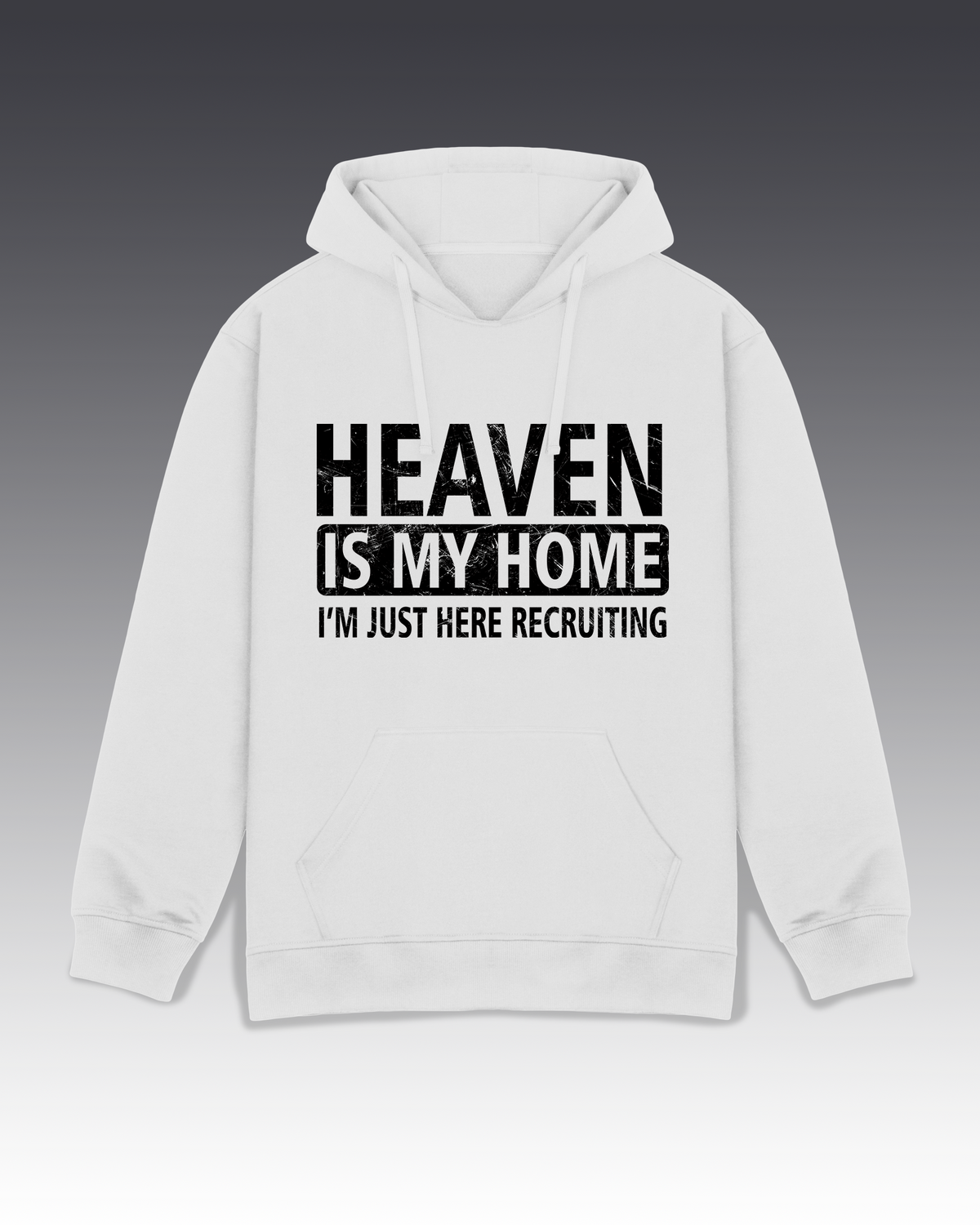 DIYANYONE Original "HEAVEN IS MY HOME" Hoodie - Heavyweight Cotton Blend Pullover, Faith Humor Recruiting Hoodies