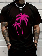 100% Cotton Pocket Palm Tree Cute Hawaiian Summer Vacation Gift T-Shirt Casual Short Sleeve Shirt
