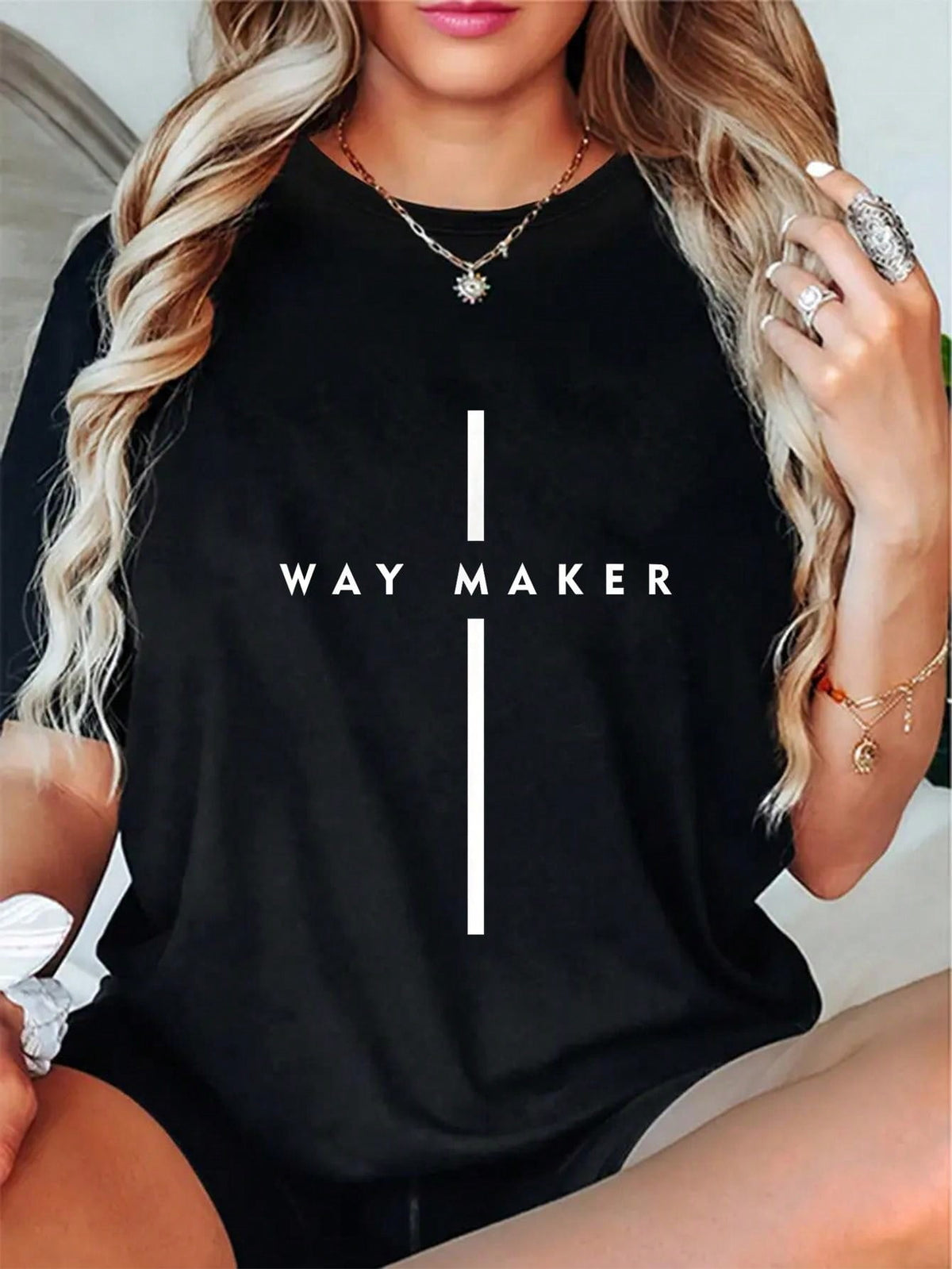 100% Cotton Way Maker Jesus Cross Christian Faith Men Women Gifts T-Shirt