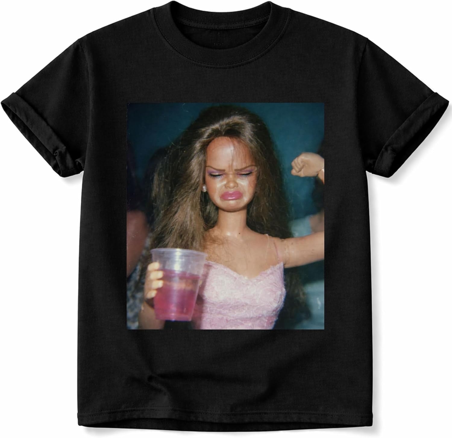 Funny Doll Girl Party Meme Vintage 90s Retro Doll Face Graphic Unisex Shirt