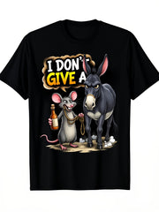 Funny Donkey Mouse Driving Car Retro Cartoon Humor Loose Casual Gift Unisex Tee