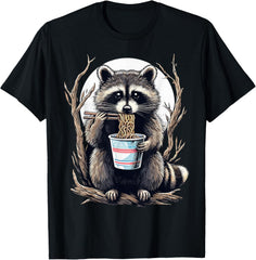 Raccoon Eating Instant Noodle Cup Funny Animal Meme Graphic Unisex Tee