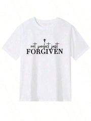 Men's Not Perfect Just Forgiven Graphic T-Shirt Men's Inspirational Positive Message Graphic Tee