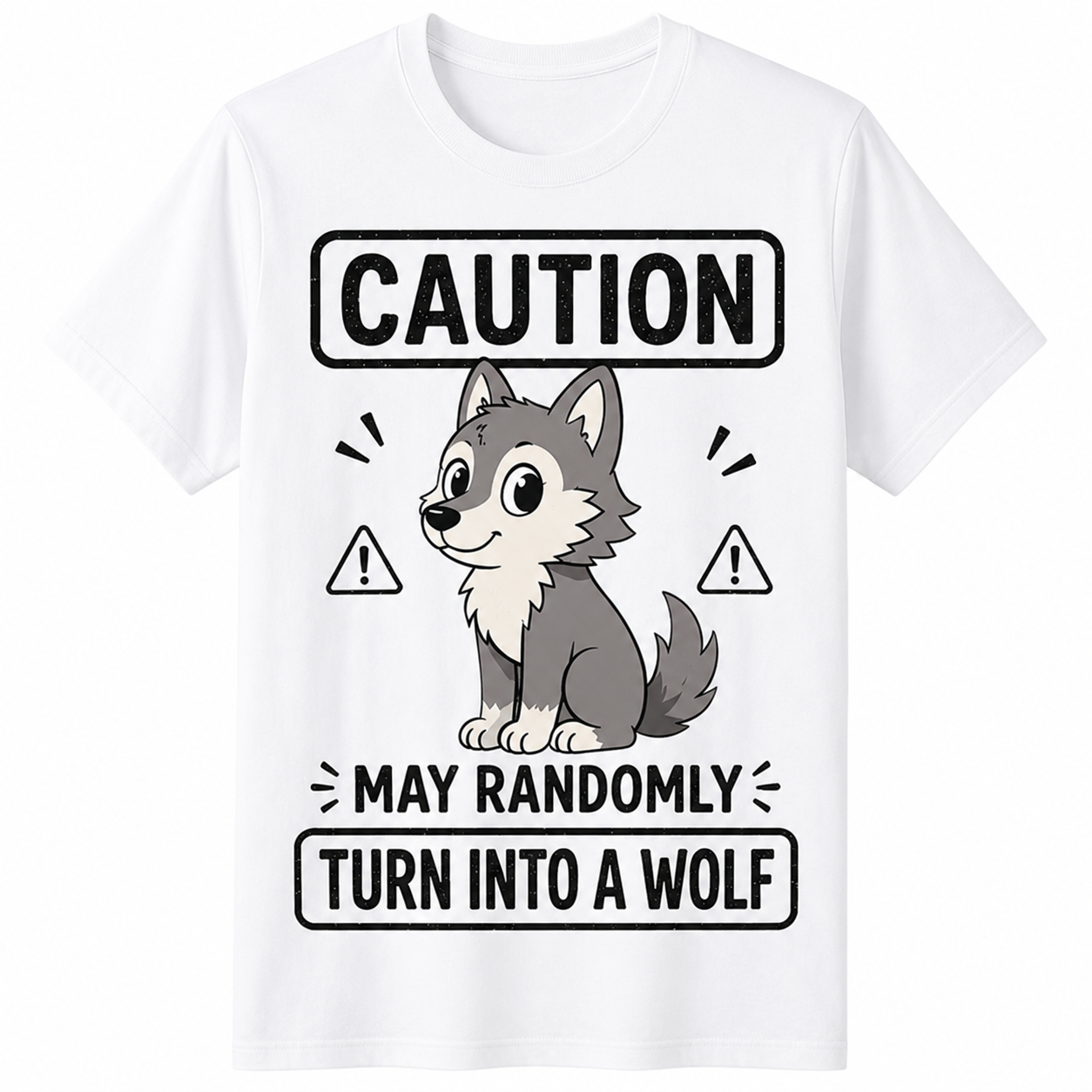 Funny Wolf Cartoon Randomly Turn Into Wolf Lover Animal Humor Gift Unisex Tee