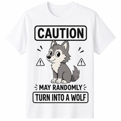 Funny Wolf Cartoon Randomly Turn Into Wolf Lover Animal Humor Gift Unisex Tee