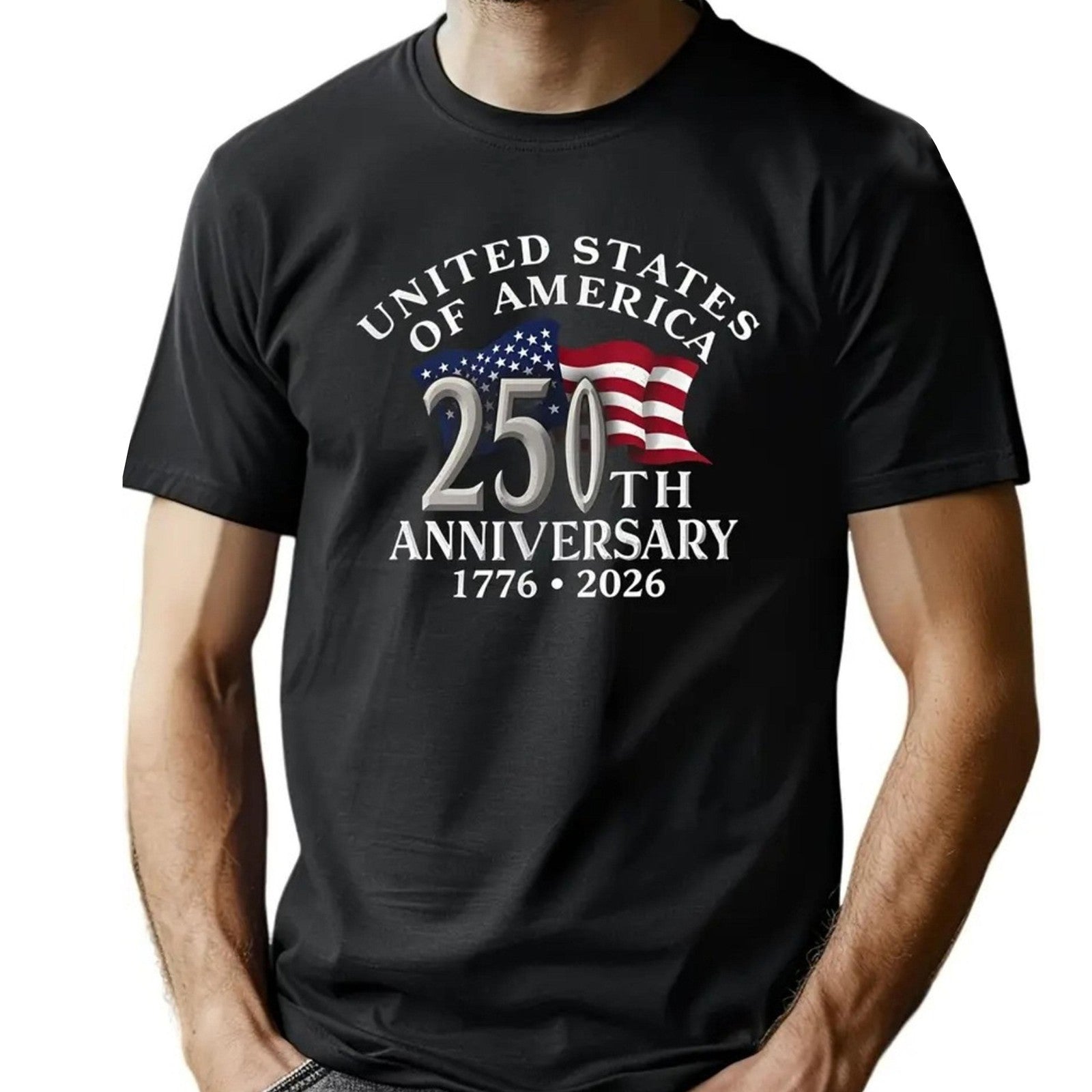 USA 250th Anniversary T-Shirt 1776-2026 American Flag Patriotic Graphic Tee
