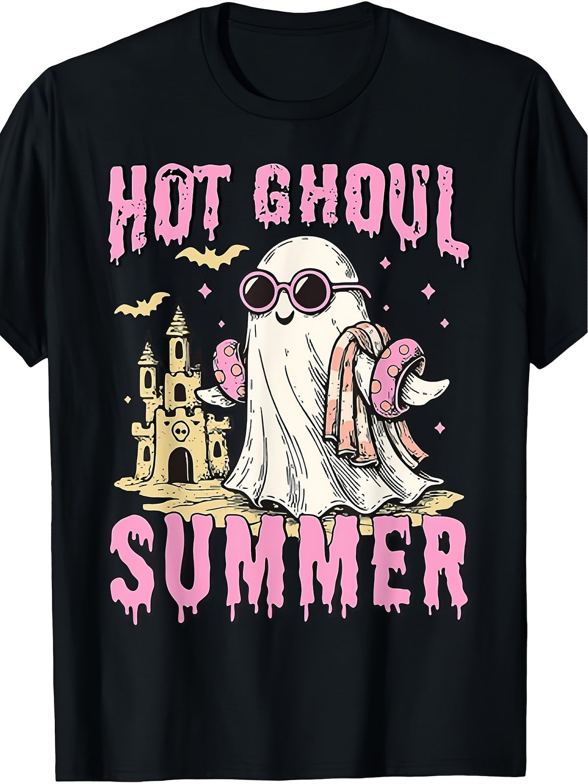 Hot Ghoul Summer Pool Halloween Cute Spooky Retro Heavyweight Casual Unisex Tee