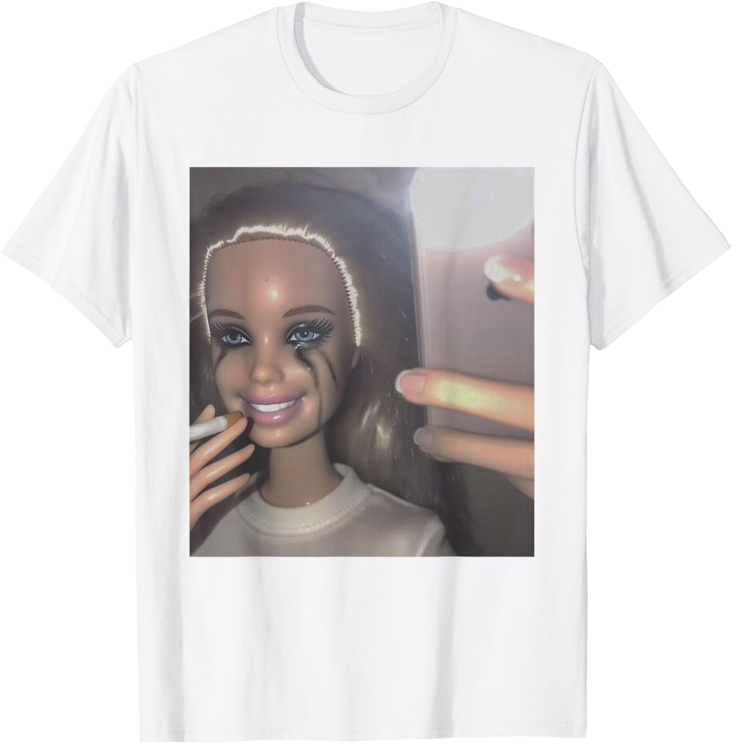 Funny Cry Doll Face Meme Viral Trending Internet Humor Unisex Tee