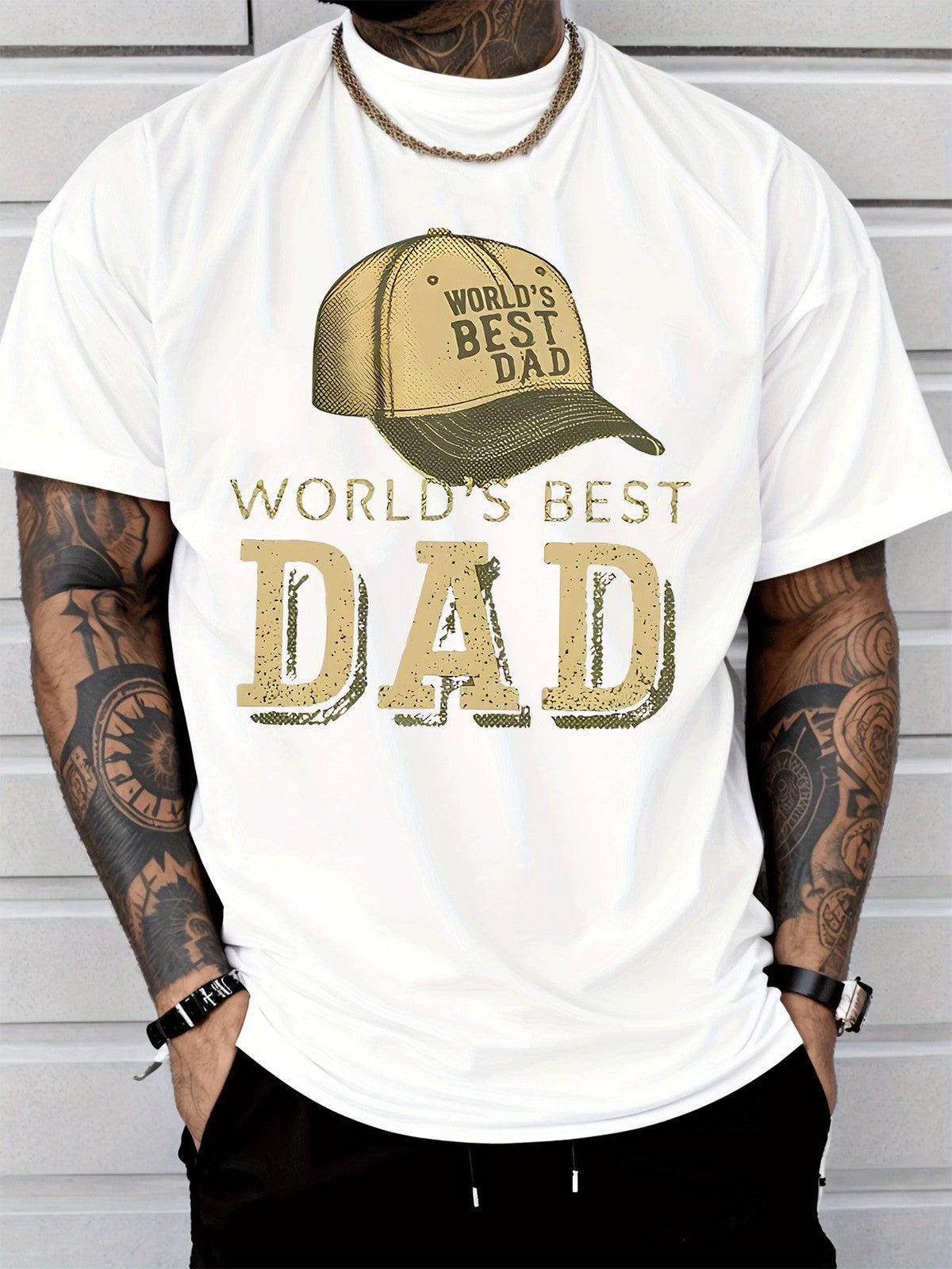 Worlds Best Dad Print Fathers Day Gift Casual Trendy Summer Comfort Unisex Tee