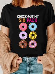 Six Pack Donut Funny Gym Foodie Humor Summer Casual Loose Gift Unisex Tee