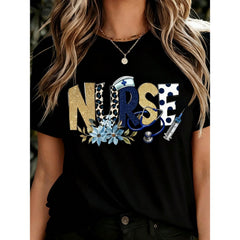 Nurse Life Floral T-Shirt | Stethoscope & Flower Graphic Tee for Nurses