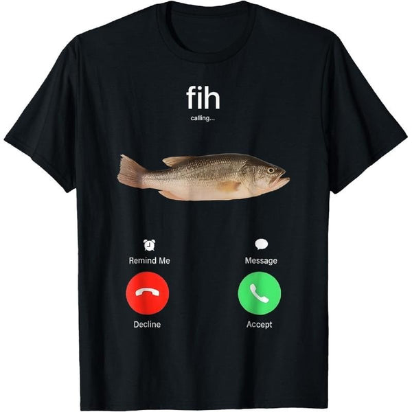 Men's Fish Calling Humor Graphic Tee