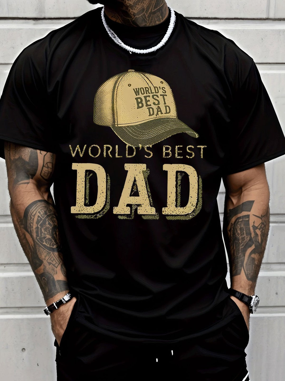 Worlds Best Dad Print Fathers Day Gift Casual Trendy Summer Comfort Unisex Tee
