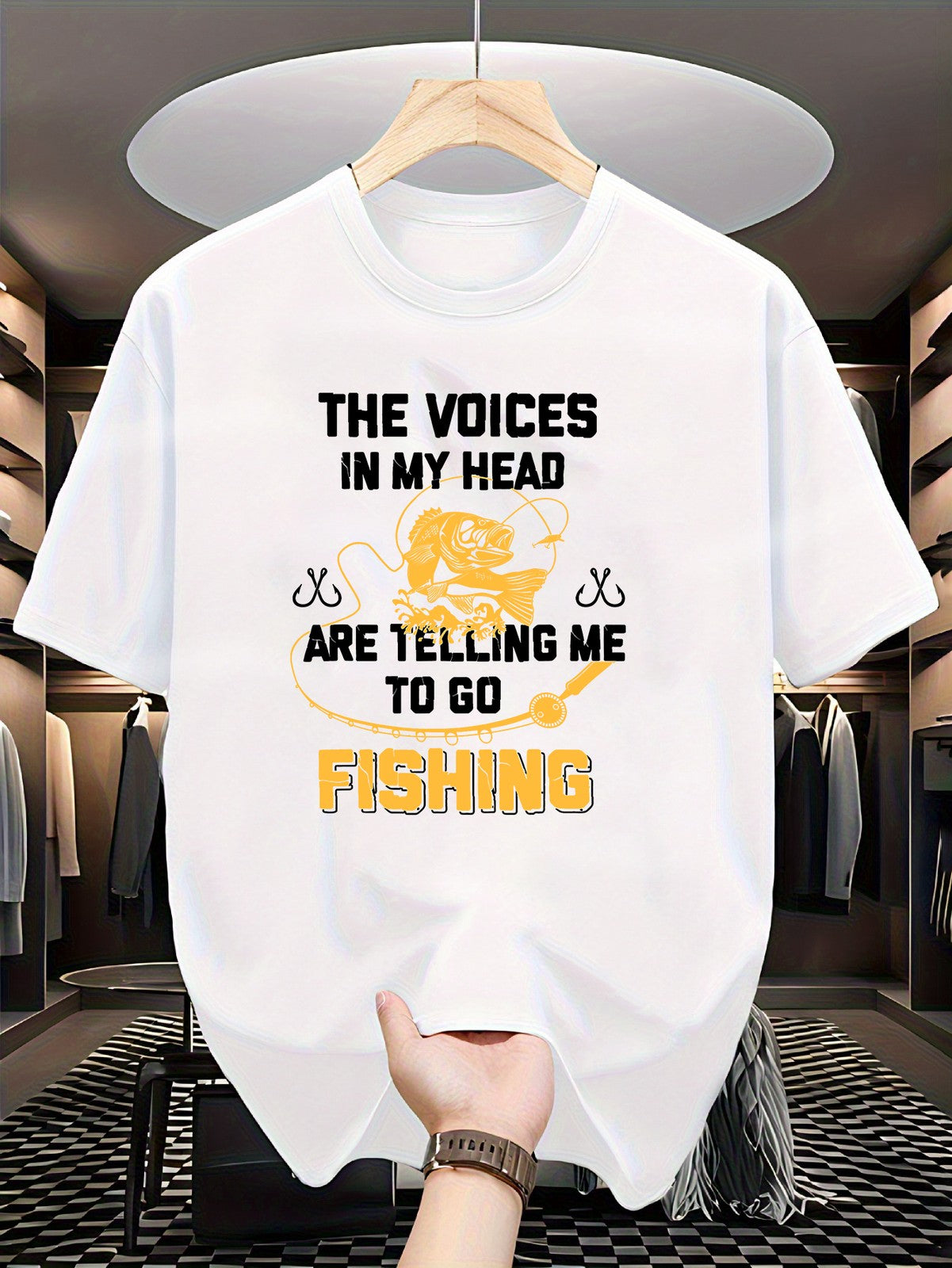 Voices In Head Telling Go Fishing Funny Angler Gift Casual Summer Unisex Tee