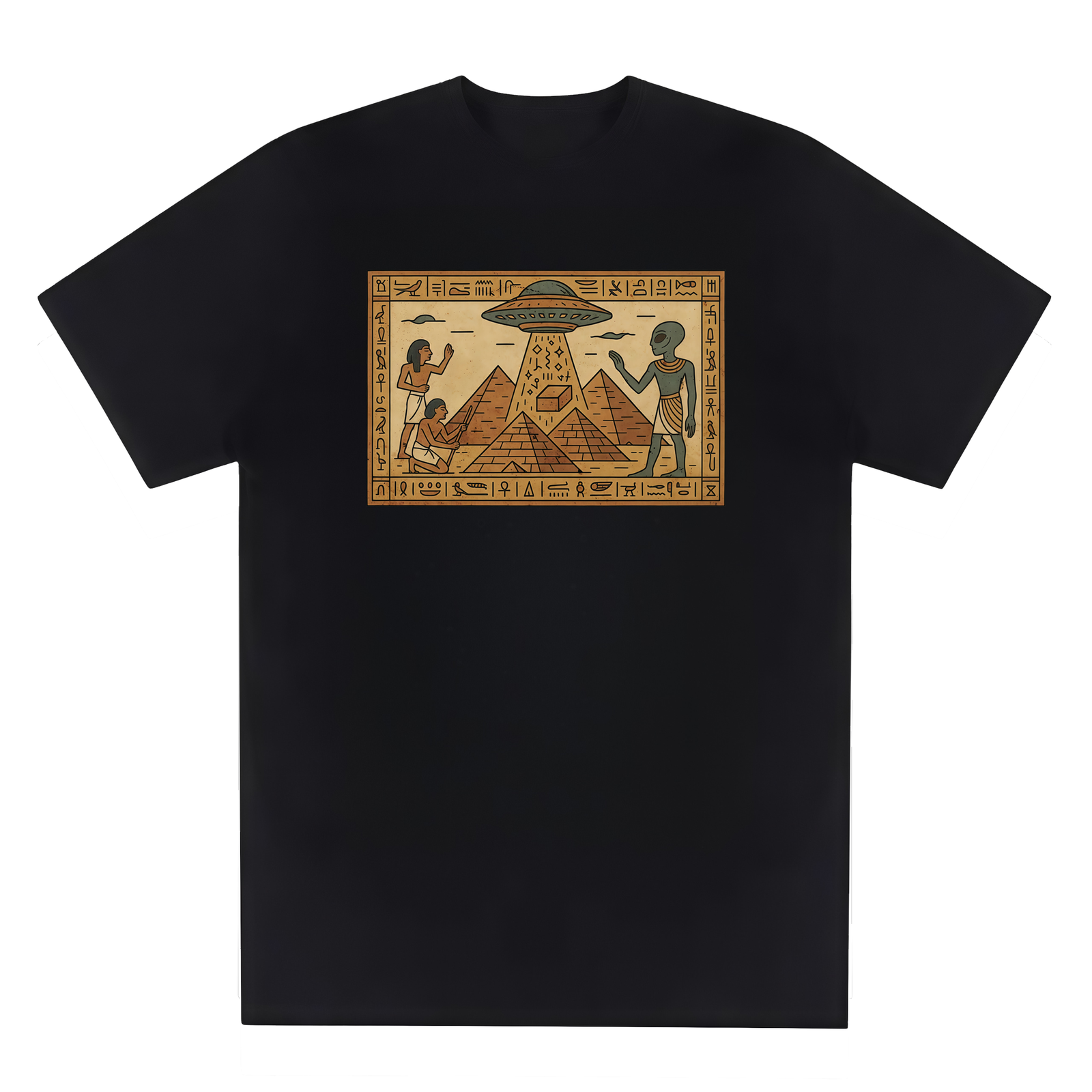 Ancient Egypt Alien UFO Pyramid Conspiracy Theory Graphic Unisex T-Shirt