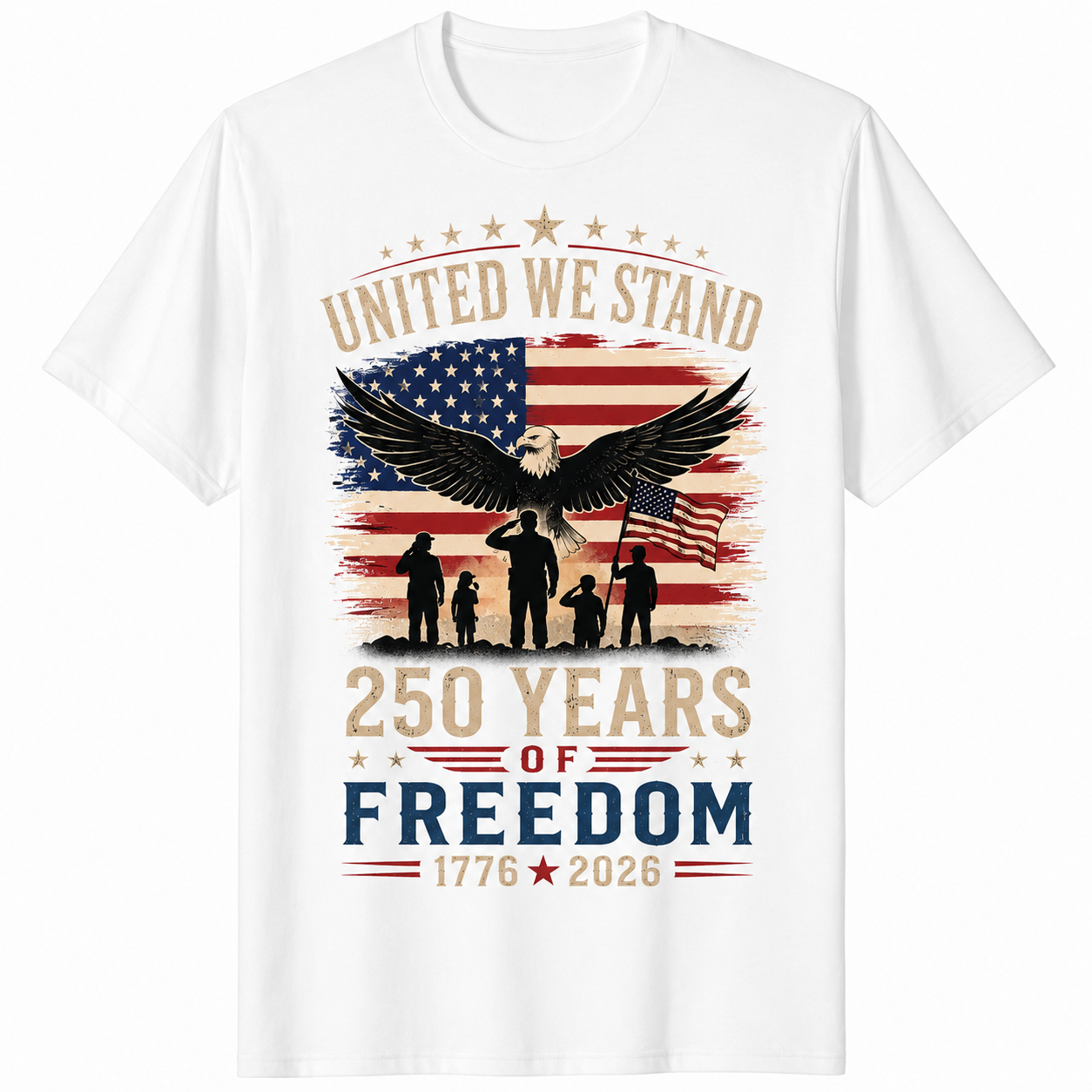 America 250 Years Of Freedom Patriotic Eagle Flag 1776 2026 4th July Unisex Tee