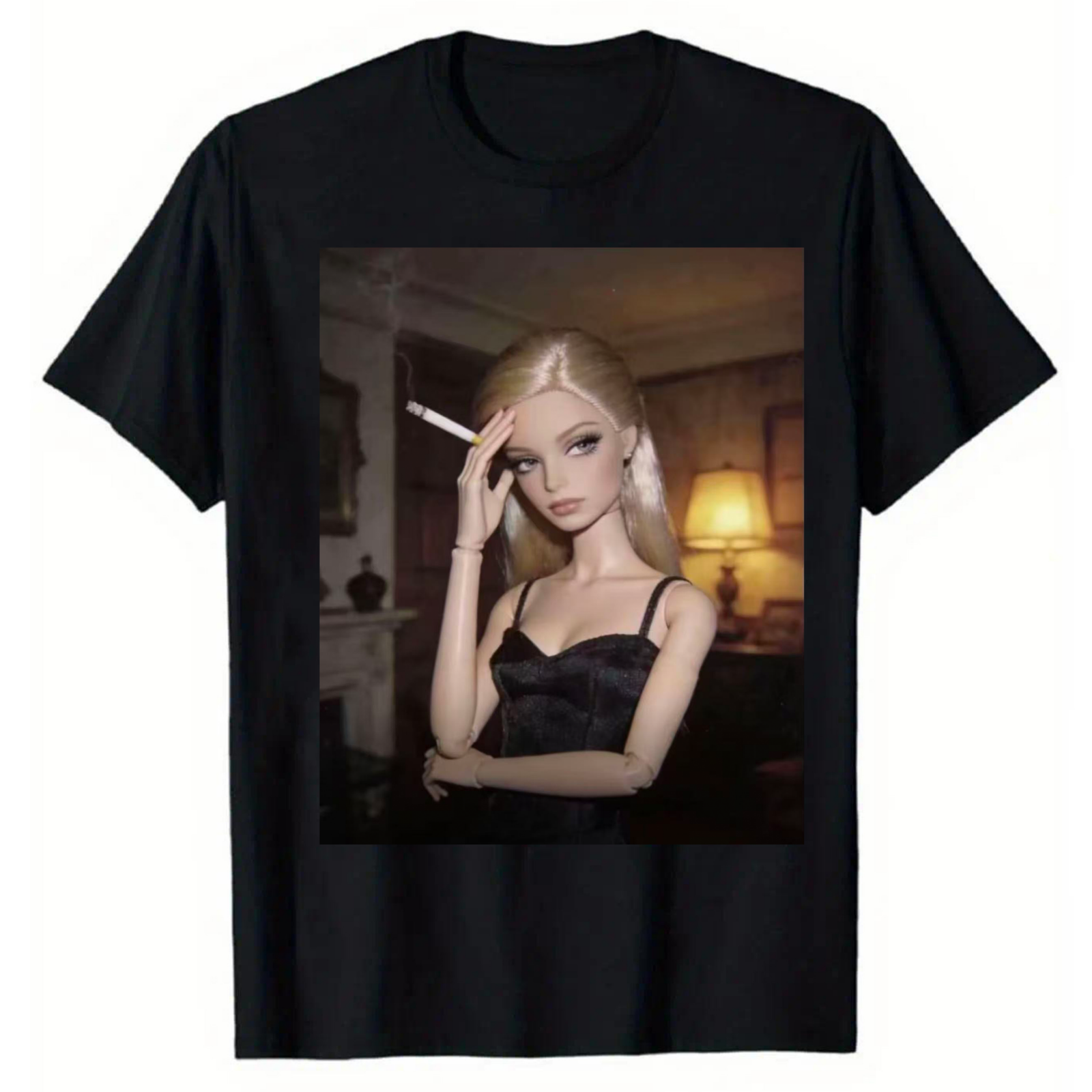 Creepy Blonde Doll Face Graphic T Shirt Vintage Aesthetic Unisex Streetwear Tee