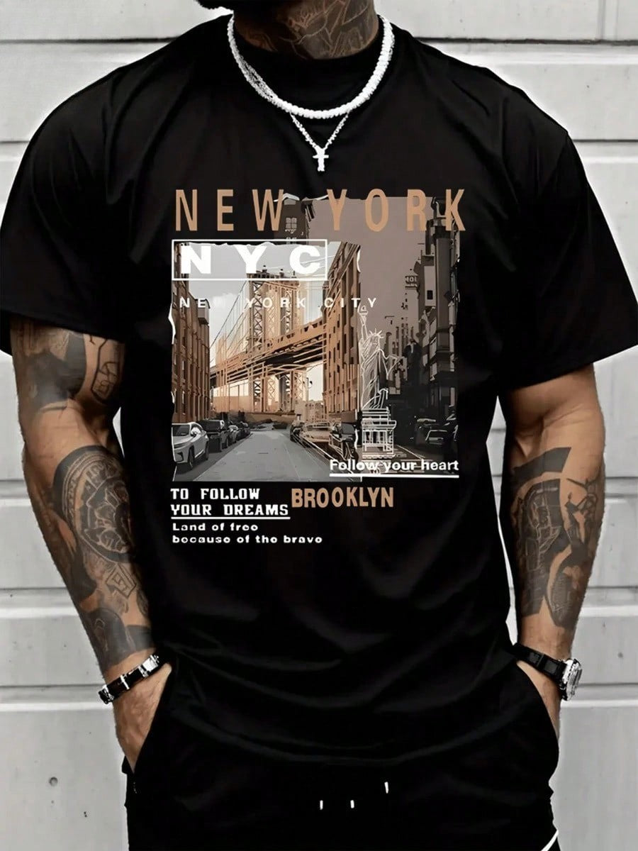 Men's New York Brooklyn Street View Graphic T-Shirt
