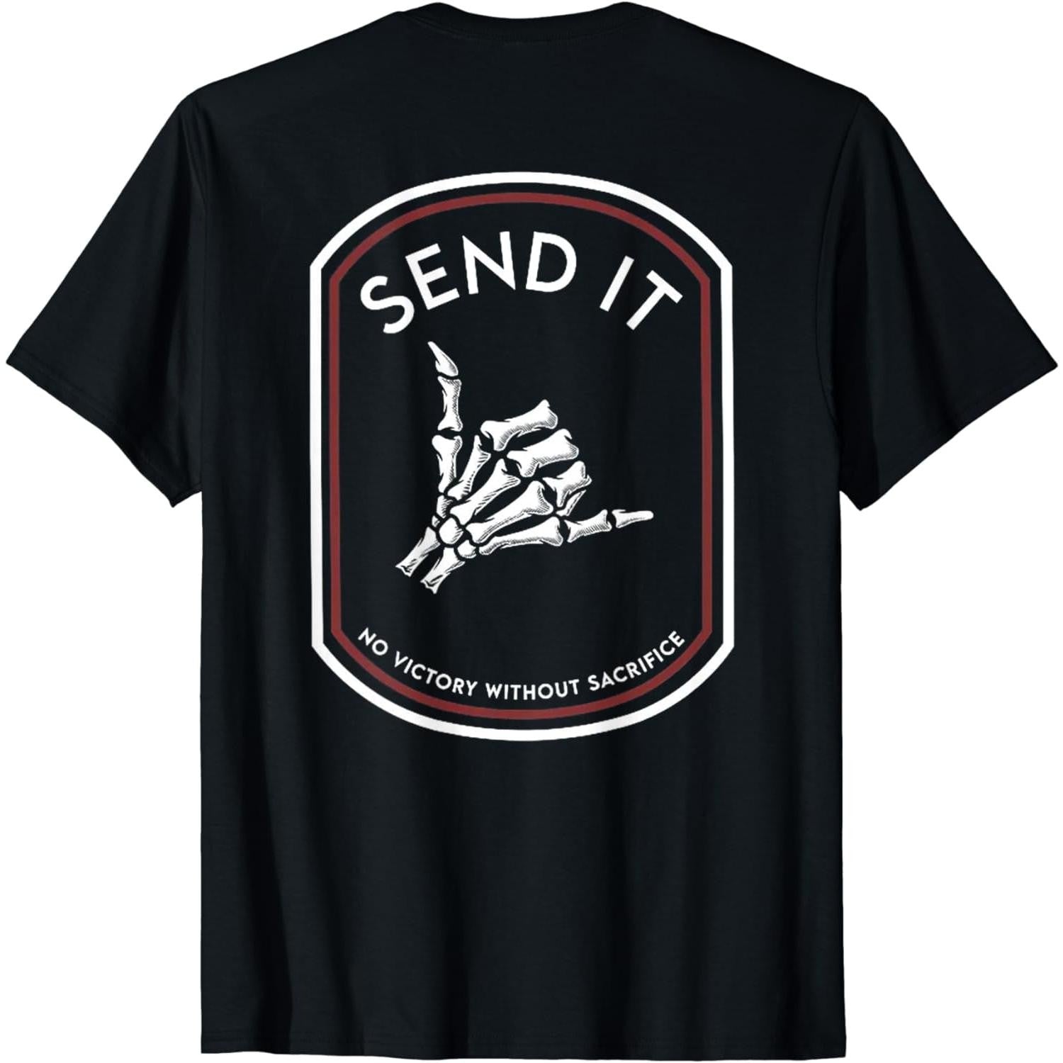 Men's Motivational Phrase Skeleton Hand Graphic Tee