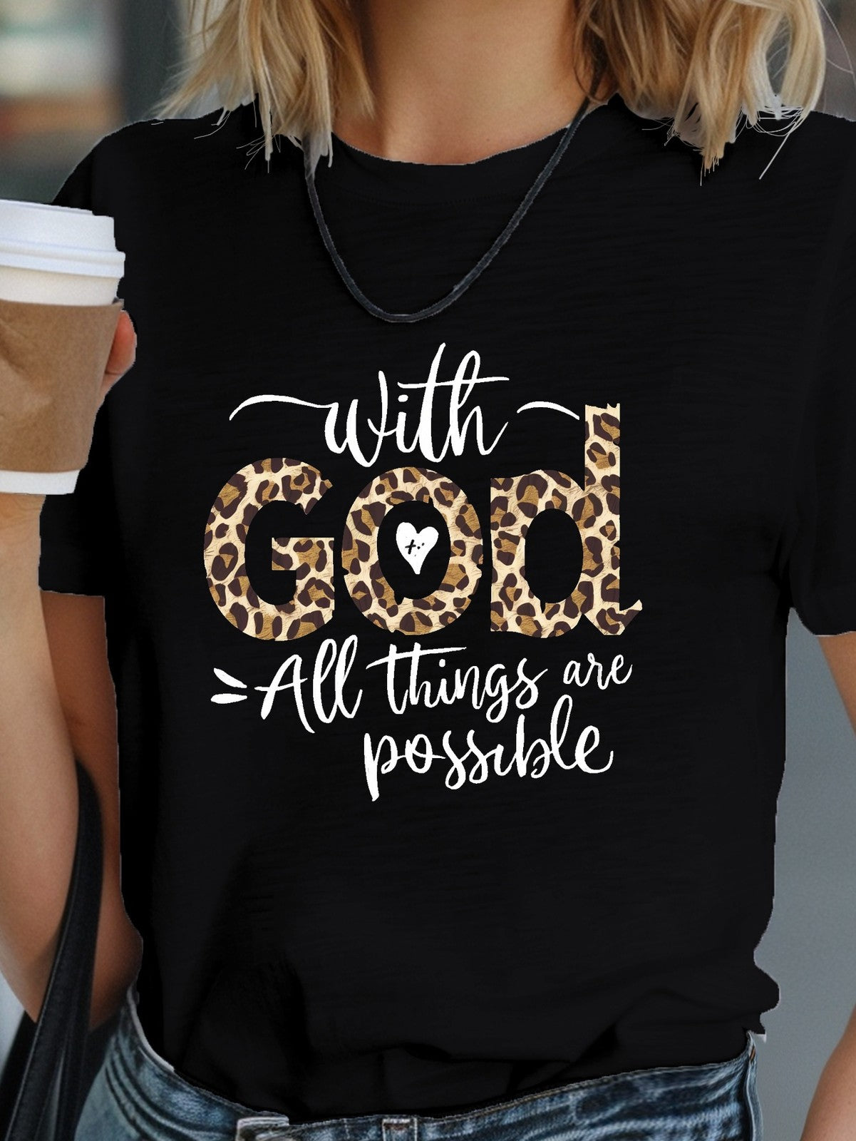 With God All Things Possible Bohemian Christian Faith Inspirational Unisex Tee