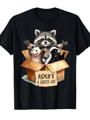 Adopt A Street Cat Opossum Raccoon Skunk Retro Wildlife Animal Lover Unisex Tee