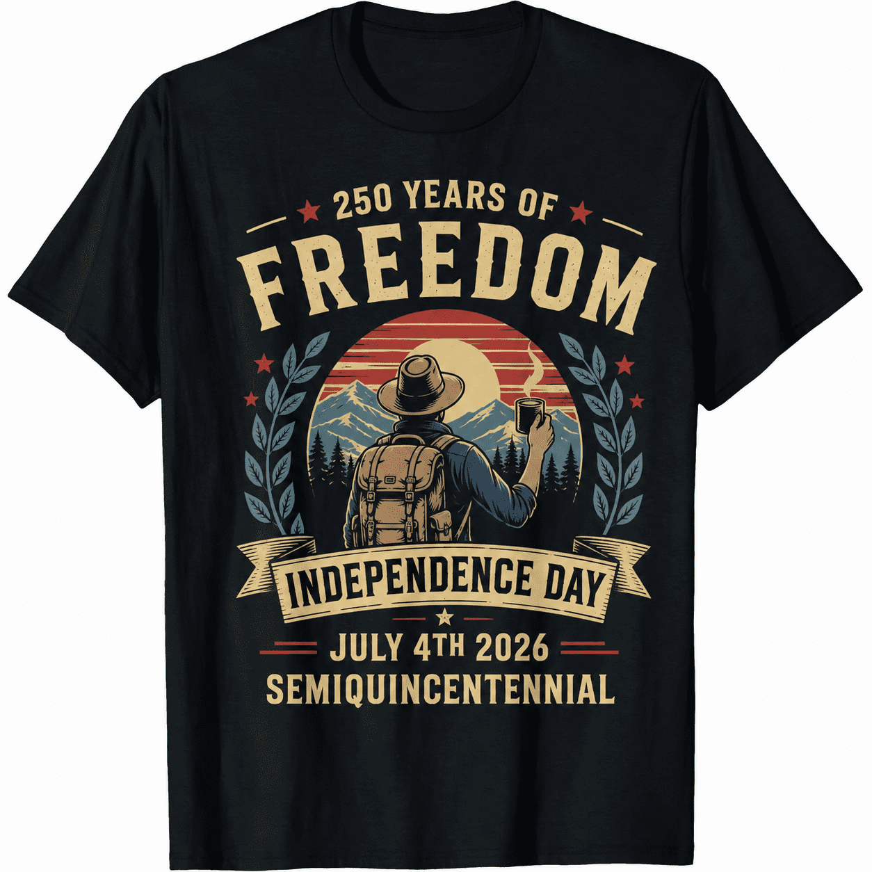 250 Years Freedom Independence Day 2026 USA 4th July Semiquincentennial Tee