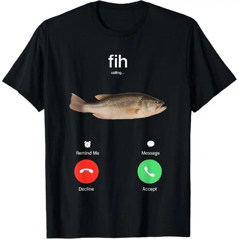 Fih Calling Remind Me Decline Accept Phone Call Fish Graphic Unisex Shirt