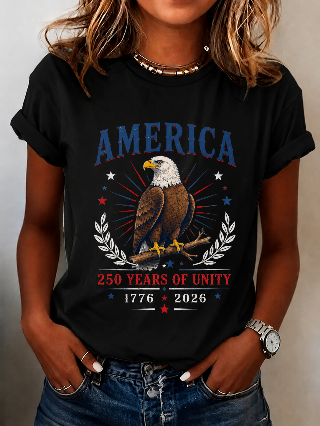 Vintage Eagle 250 Years 1776 2026 Independence 4th July Patriotic Gift UnisexTee