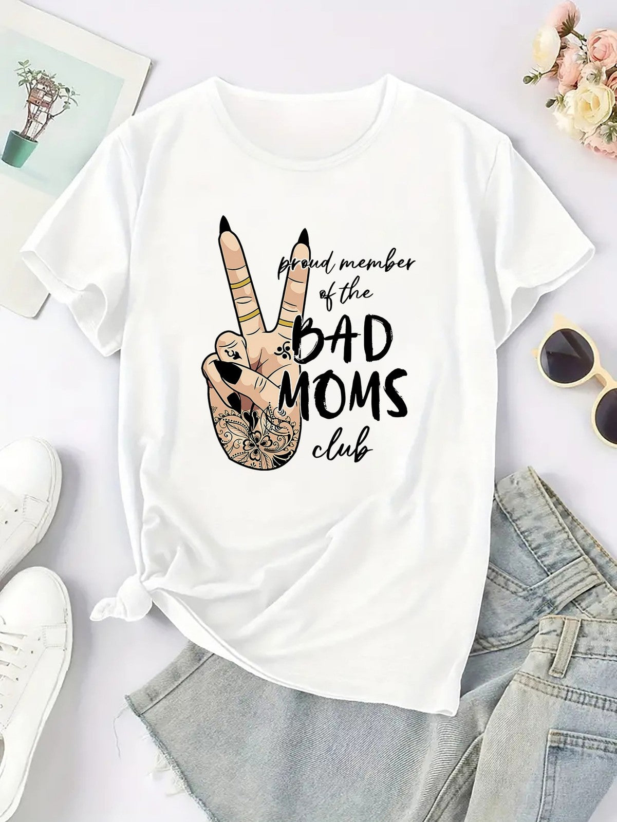 Bad Moms Club Proud Member Funny Sarcastic Humor Casual Trendy Gift Unisex Tee