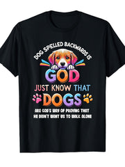 Dog Spelled Backwards Is God Funny Pet Lover Graphic Tee for Men Women, Cute Dog Parent Short Sleeve T-Shirt, Casual Crew Neck Top for Dog Owner Gift