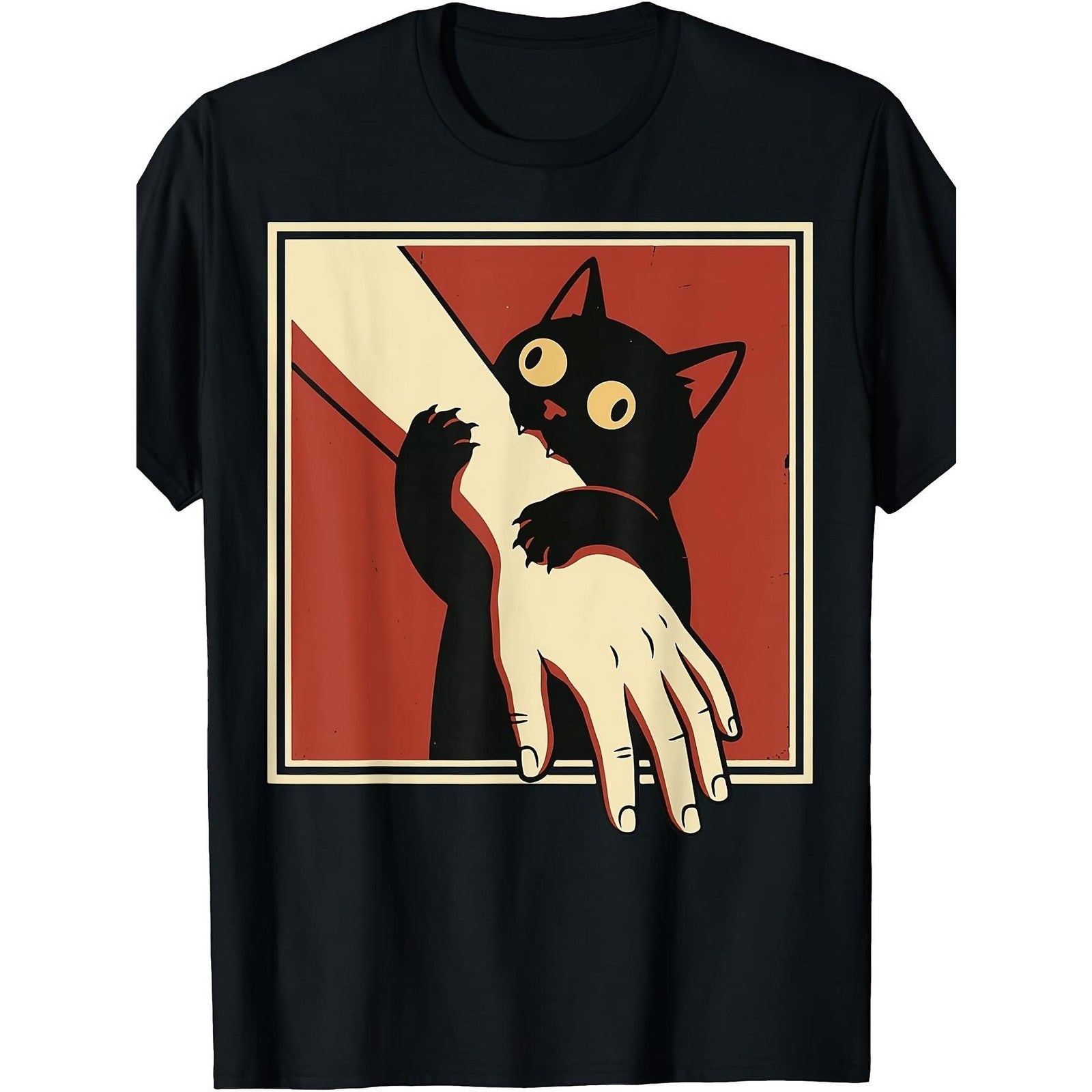 Retro Cat Biting Arm Vintage Black Cat Lover Funny Casual Gift Unisex Tee