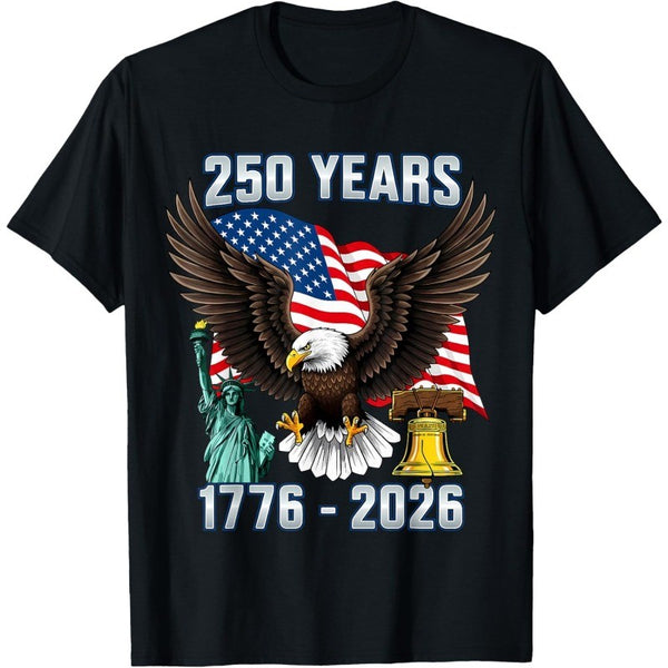 Men's 250th Anniversary Patriotic Eagle Graphic T-Shirt Men's USA Independence 250 Years Vintage Graphic Tee