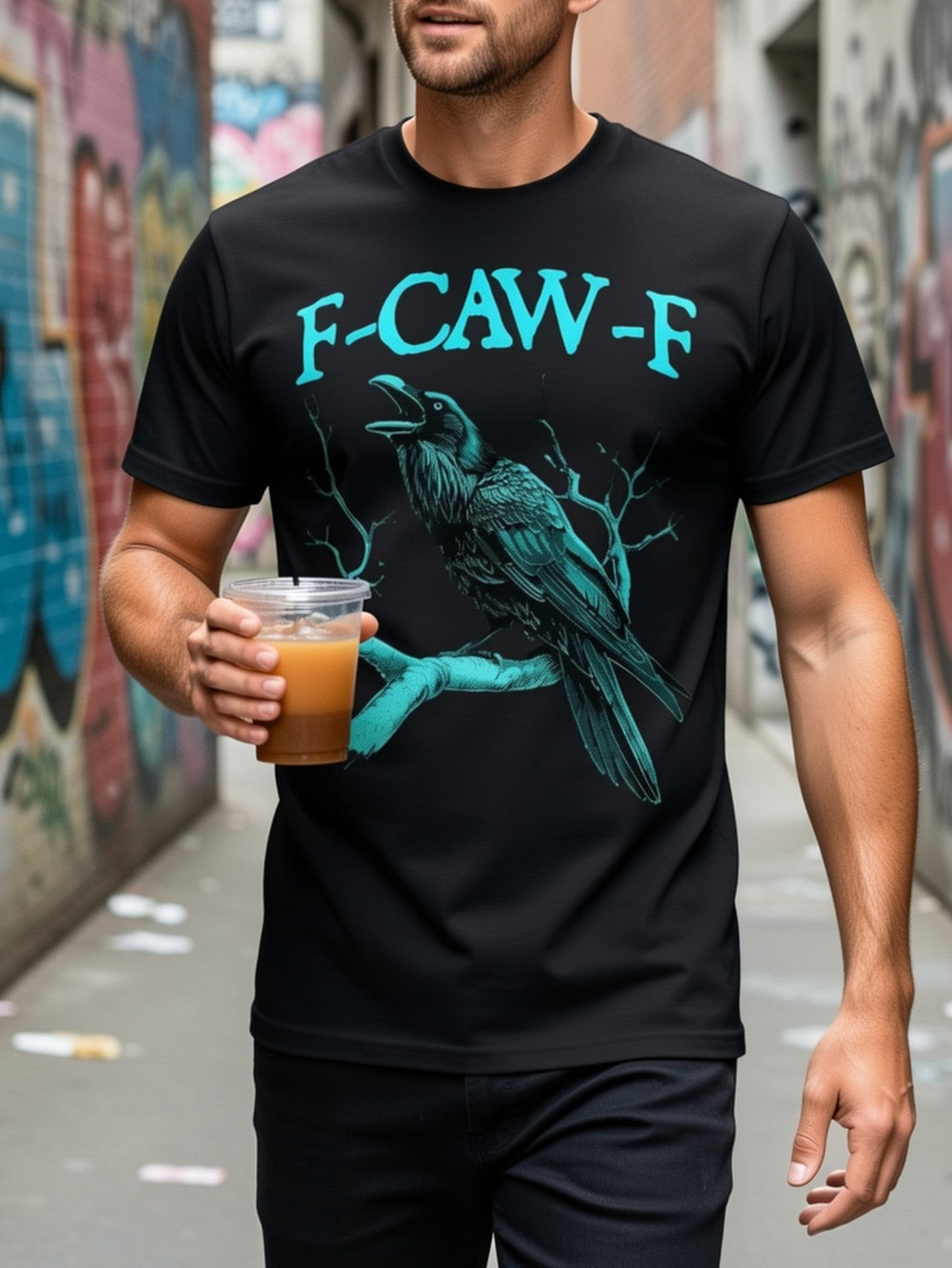 Crow Bird Pun Turquoise Black Halloween Costume Casual Witty Gift Unisex Tee