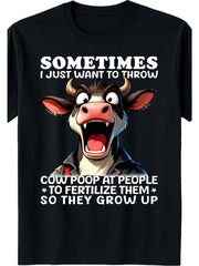 Throw Cow Dung Fertilize Funny Farm Milk Outdoor Camping BBQ Casual Unisex Tee