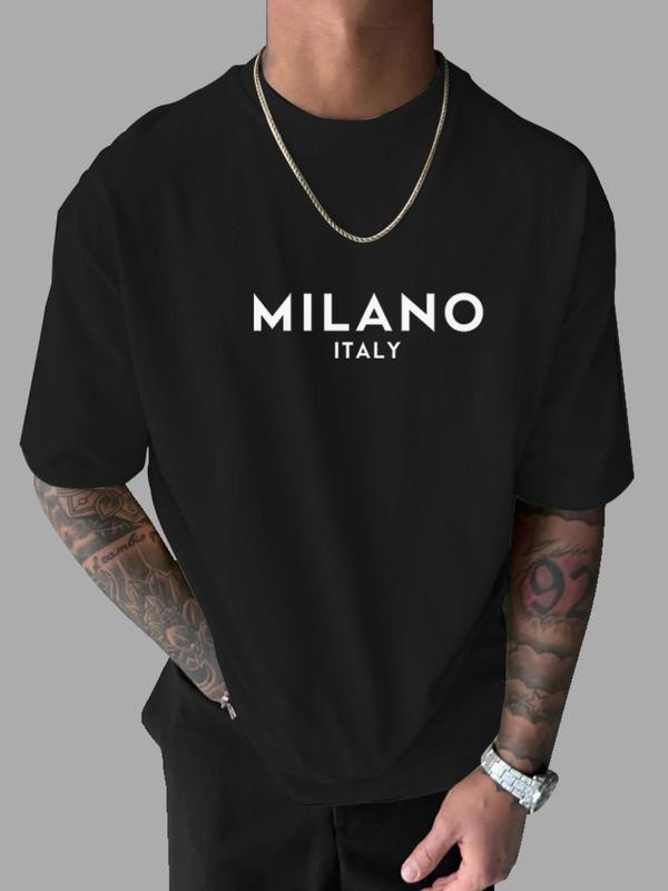 Men's Casual Letter Graphic Tee - Regular Fit Crew Neck T-Shirt