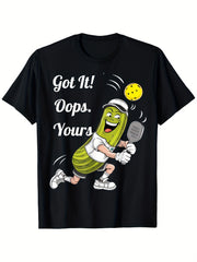 Got It Oops Yours Funny Pickleball Graphic Tee for Men Women, Cute Sport Lover Short Sleeve T-Shirt, Casual Crew Neck Top for Player Gift