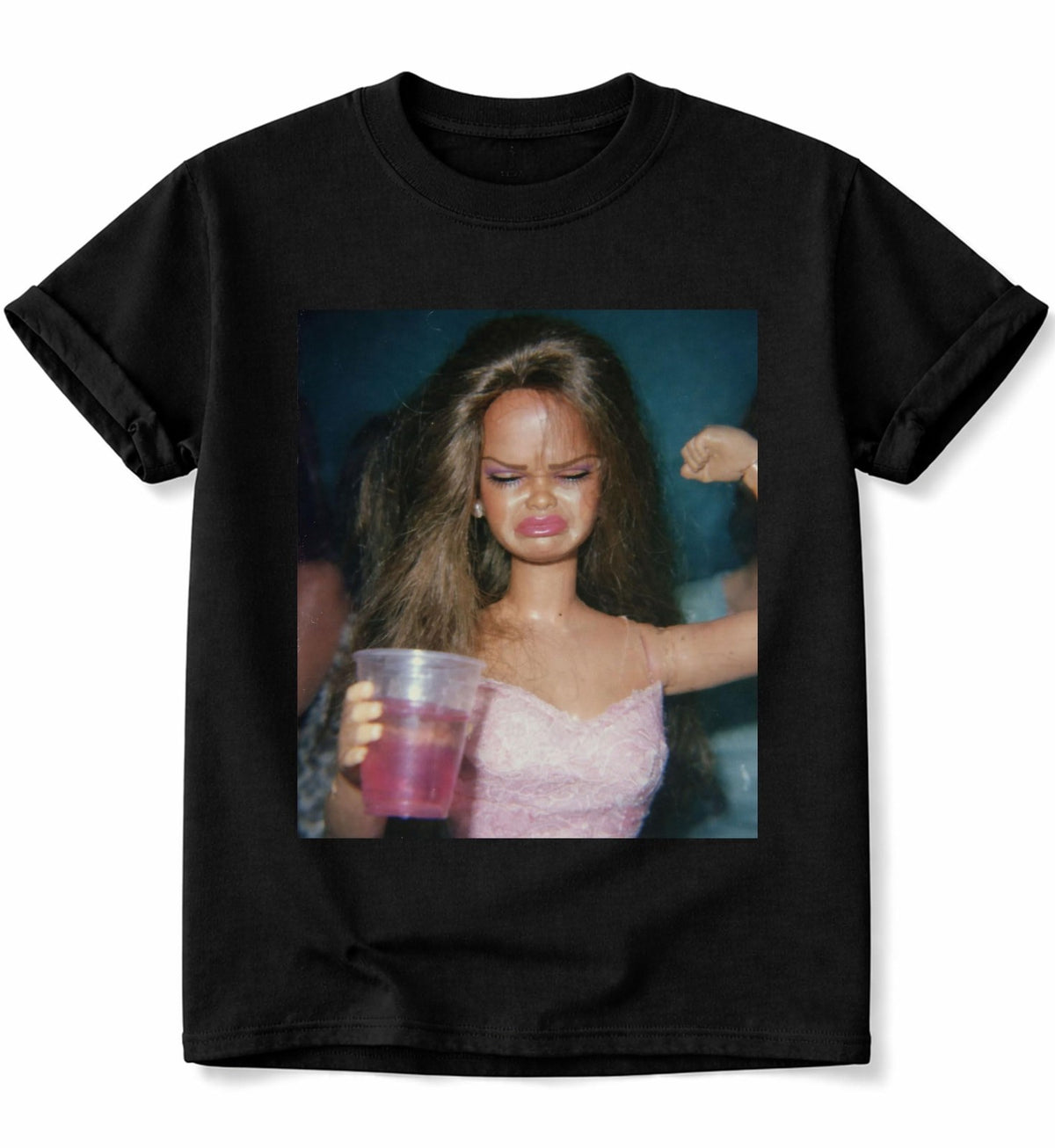 Funny Doll Girl Party Meme Vintage 90s Retro Doll Face Graphic Unisex Shirt