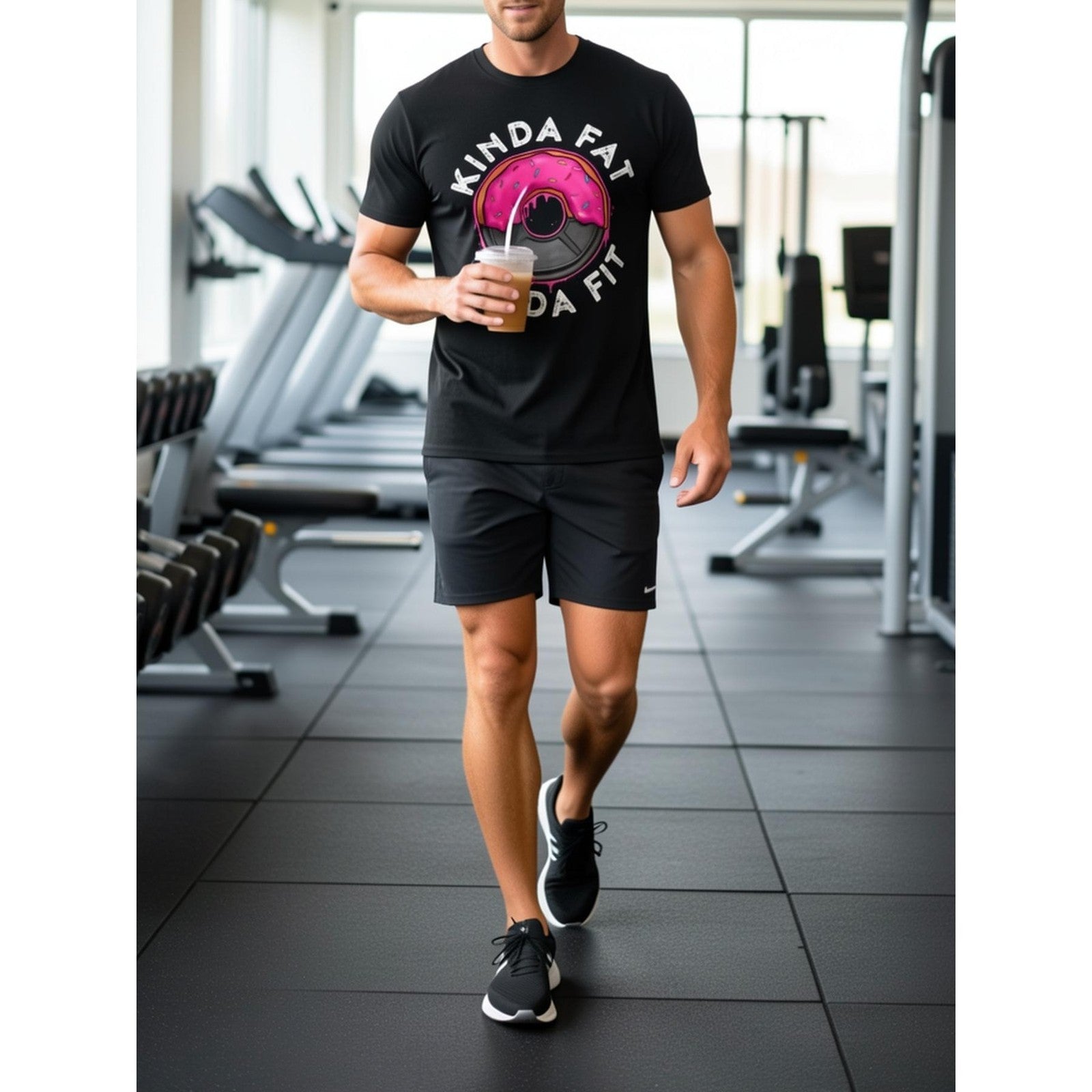 Funny Kinda Fat Kinda Fit Donut Lifting Gym Workout Humor Meme Gift Unisex Tee
