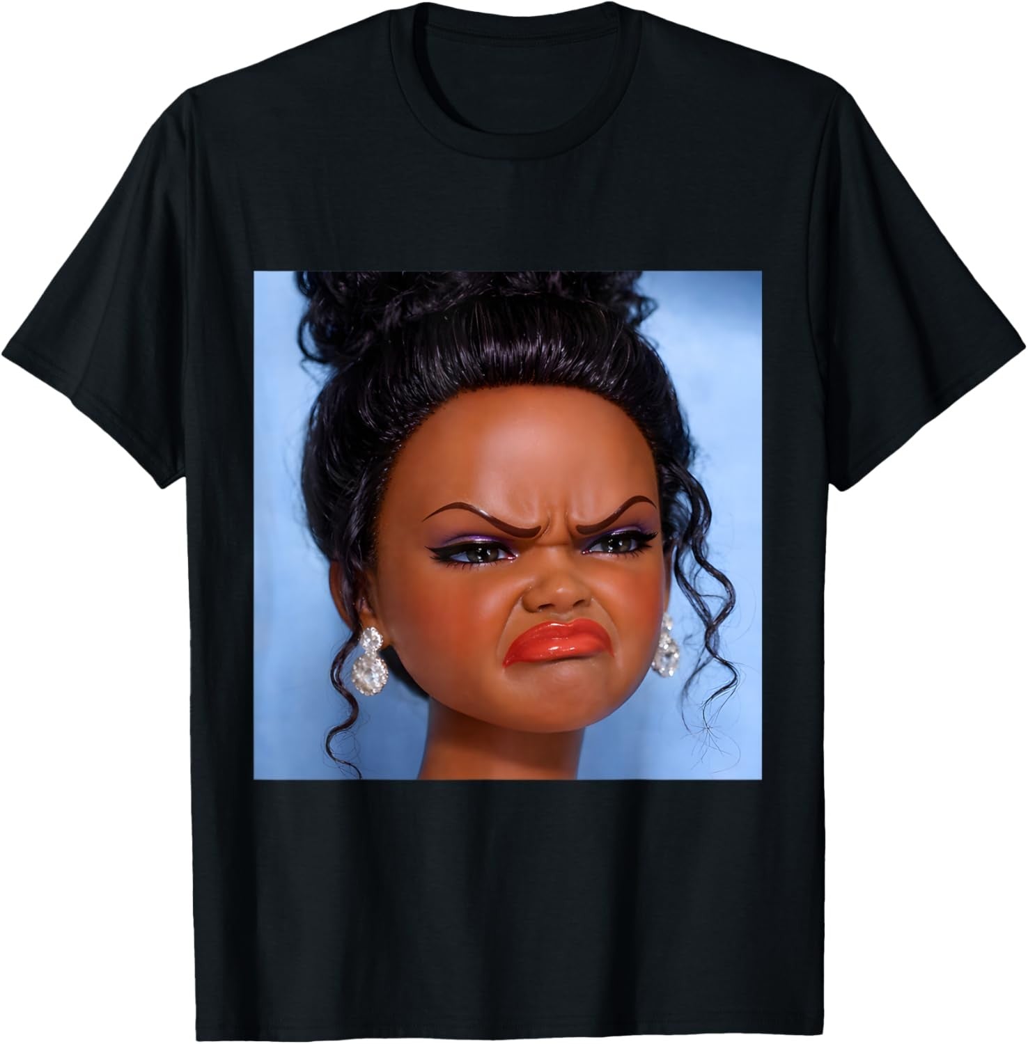 Funny Angry Disgusted Black Doll Face Meme Graphic Unisex Shirt
