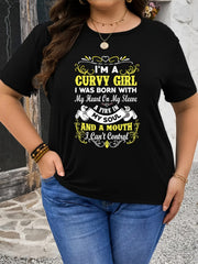 Curvy Girl Heart Sleeve Fire Soul Mouth Control Sassy Plus Size Gift Unisex Tee