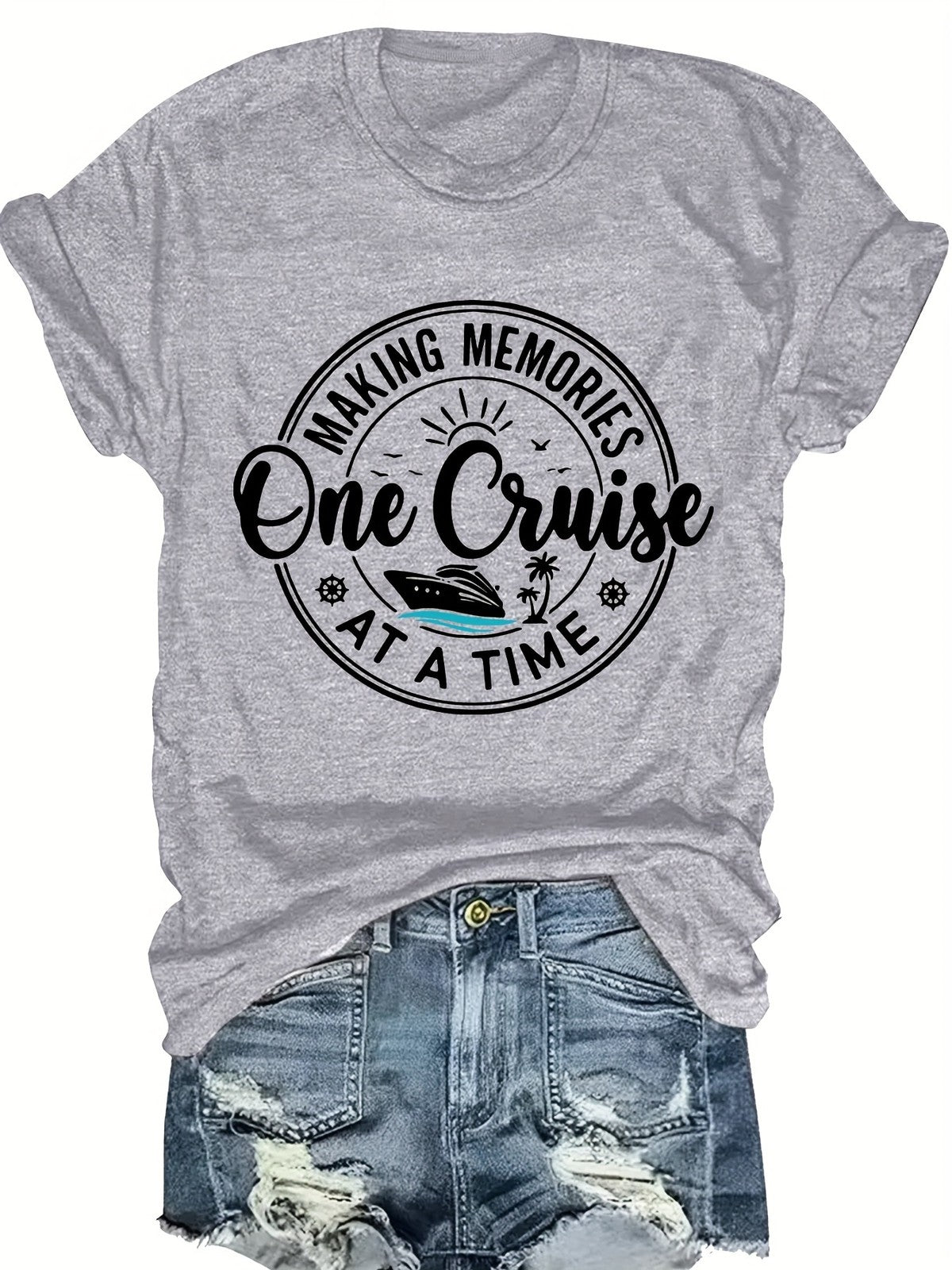 Memories One Cruise At A Time Nautical Summer Vacation Trendy Gift Unisex Tee