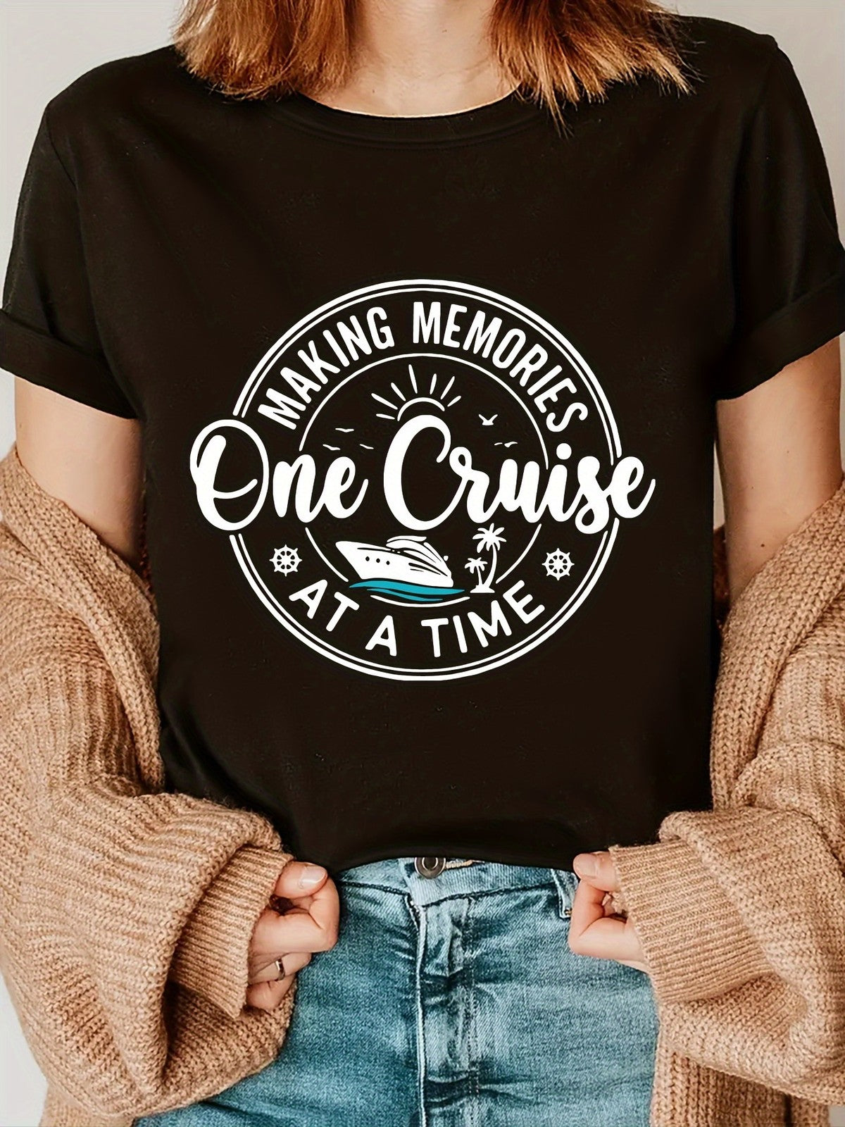 Memories One Cruise At A Time Nautical Summer Vacation Trendy Gift Unisex Tee