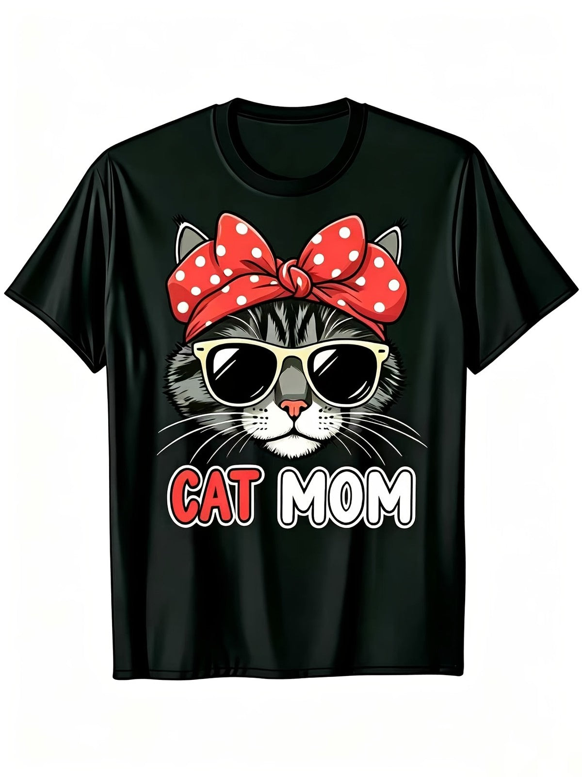Cat Mom Vintage Graphic Crew Neck Short Sleeve Durable Outdoor Casual Unisex Tee