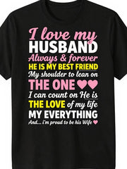 Love My Husband Wife Heart Retro Matching Anniversary Birthday Gift Unisex Tee