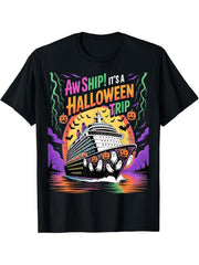 Aw Ship Nautical Disaster Halloween Cruise Costume Spooky Casual Gift Unisex Tee