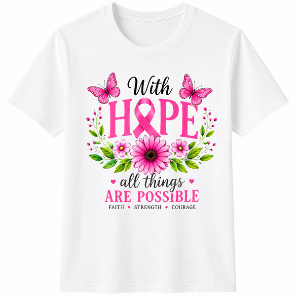 Breast Cancer Awareness Pink Ribbon Hope Floral Faith Survivor Support UnisexTee