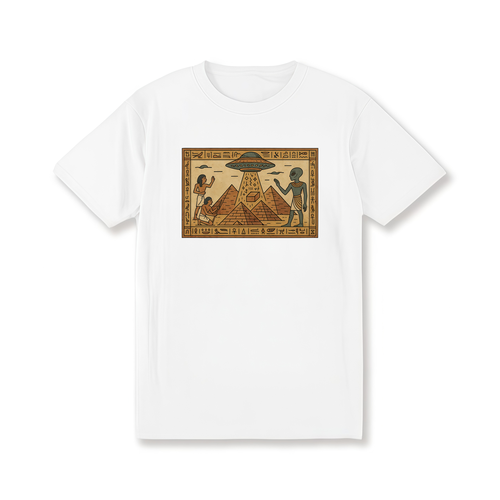 Ancient Egypt Alien UFO Pyramid Conspiracy Theory Graphic Unisex T-Shirt